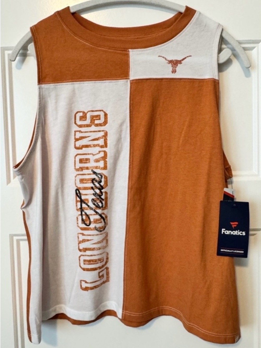 Texas Longhorns Tank Top XL Burnt Orange White Colorblock Fanatics NWT